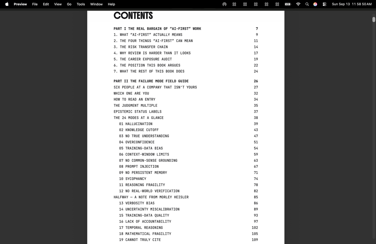 Table of contents preview — The AI Verification Book
